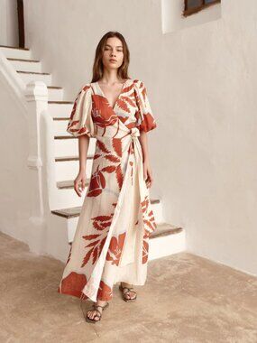 JUAN DE DIOS Ermita Linen Midi Dress  Size 4